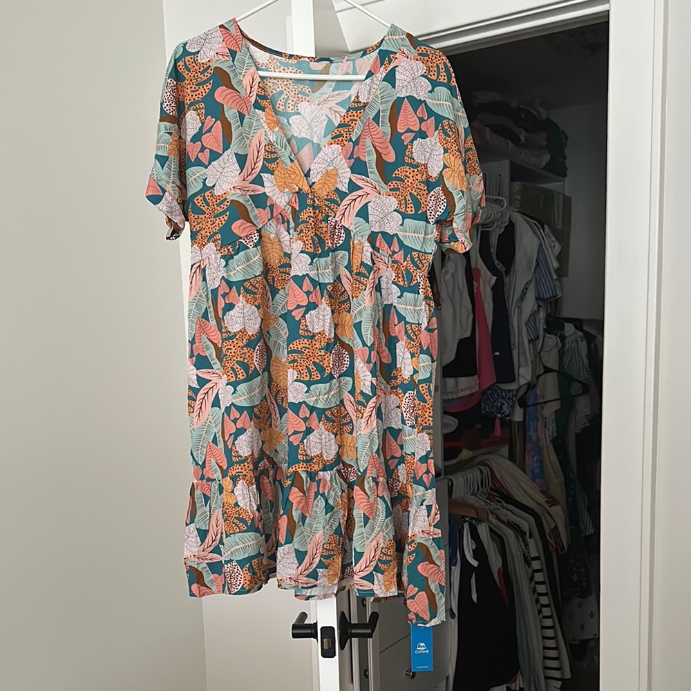 Cupshe Tropical Leaf Print Dress, M